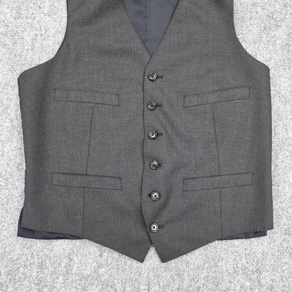 J Crew Vest Mens Small Gray Charcoal Loro Piana Super 120s Wool Dress Waistcoat - Picture 10 of 16
